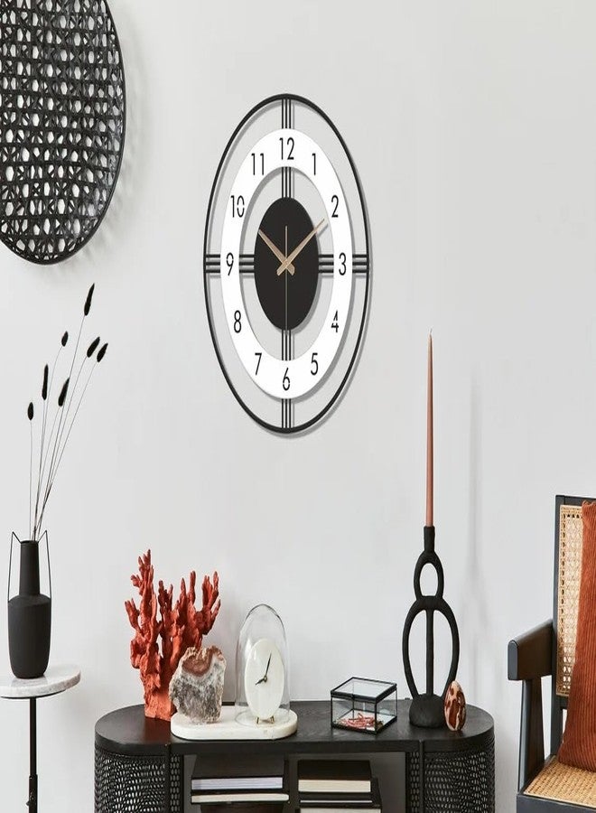 Arabs Morden Metal & Wooden Analog Wall Clock for Living Room Bedroom Office Kitchen Stylish Wall Clock for Home and Hall Designer Big Size Modern (Round White, 50 CM) - Image 4